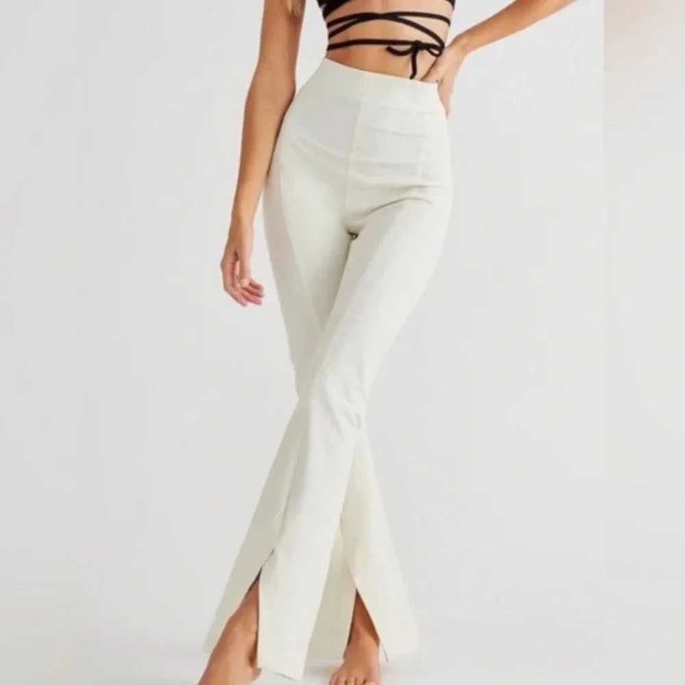 *FREE PEOPLE* Ivory Flare Slit Pants Size Small